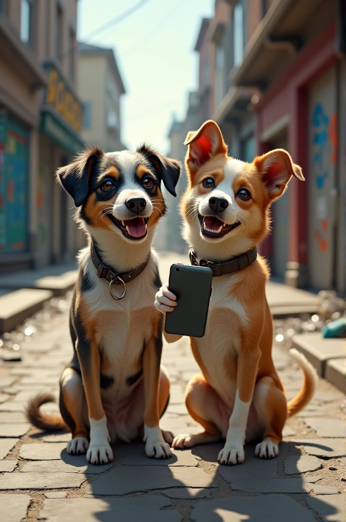 Two street dogs take a selfie
