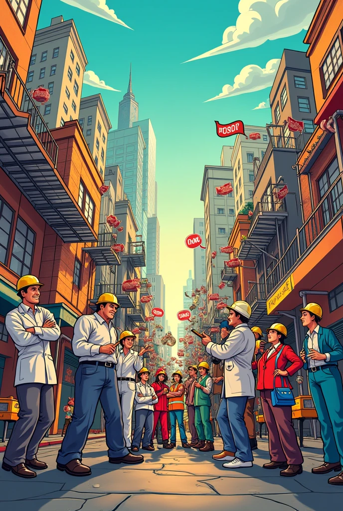 Cartoon comic book cover about occupational hazards