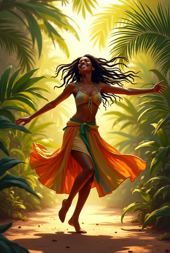 A person who expresses the joy of rhythm々Generate a reggae dance scene with.