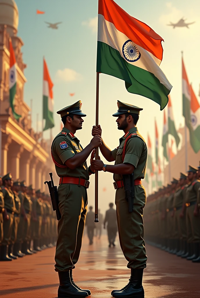 Indian army photo in 15 august independence day special very beautiful weapon and flag