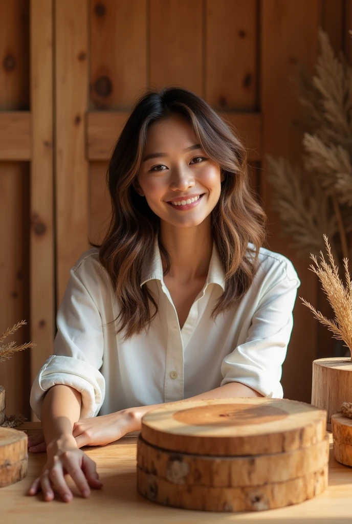 Wood brand ad with person amd wood...i. Wooden background 
Good quality 