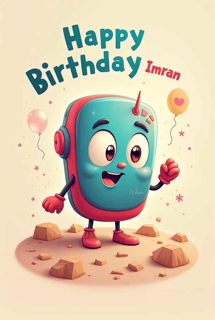draw  gps tracker with sentence of " happy birthday Imran "