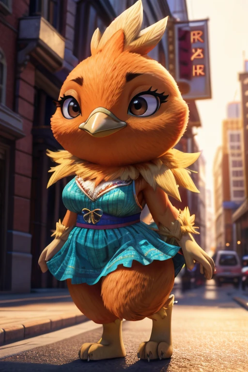 Female , bird, Torchic, background, (cinematic lighting:1.1), (perfect focus:1.1), 8k hd, (detailed eyes:1.2),depth of field, bokeh, subsurface scattering, perfect breasts, wide ,((wearing an isabella animal crossing outfit  )),bright colors, (furry detail:1.3),detailed background, realistic, photorealistic, ultra realistic,(on the outskirts of animal crossing city),realistic, photorealistic ,smile cute,(fluffy:1.3), furry, buff, (realistic fur:1.1), (extreme fur detail:1.2),((light orange fur)),(Black pupil, brown eyes,pixar style eyes),Torchic tail,3d pixar legs,brighter colors, and a sexy body.