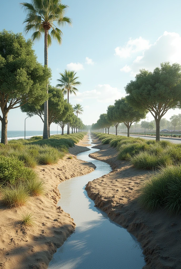 This is a site in the beachside. i want to design the stormwater management for this site.want to include followings,Control the Path and Velocity of Runoff
-Runoff Channels: Create shallow channels to direct runoff towards designated areas away from the beach, reducing erosion risk.
Stabilize Soils in Flat Areas
- Erosion Control Measures
- Vegetative Cover: Quickly establish native vegetation on disturbed areas to hold soil in place.
Prevent Air Pollution from Dust and Particulate Matter
Dust Control Measures:
- Water Spraying: Regularly spray water on exposed soil and construction areas to minimize dust.
- Windbreaks: Install temporary windbreaks or solid barriers around the site to reduce dust dispersion.
- Vegetative Cover: Establish temporary vegetative cover on disturbed areas quickly to reduce dust.