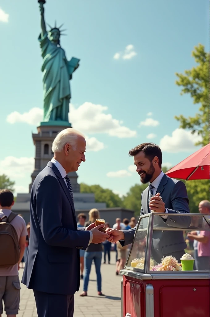 Biden buys ice cream from the Statue of Liberty