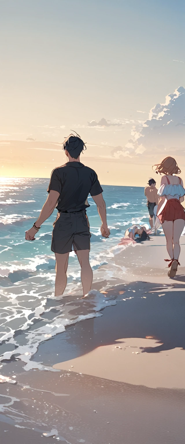Two men and two women Seaside