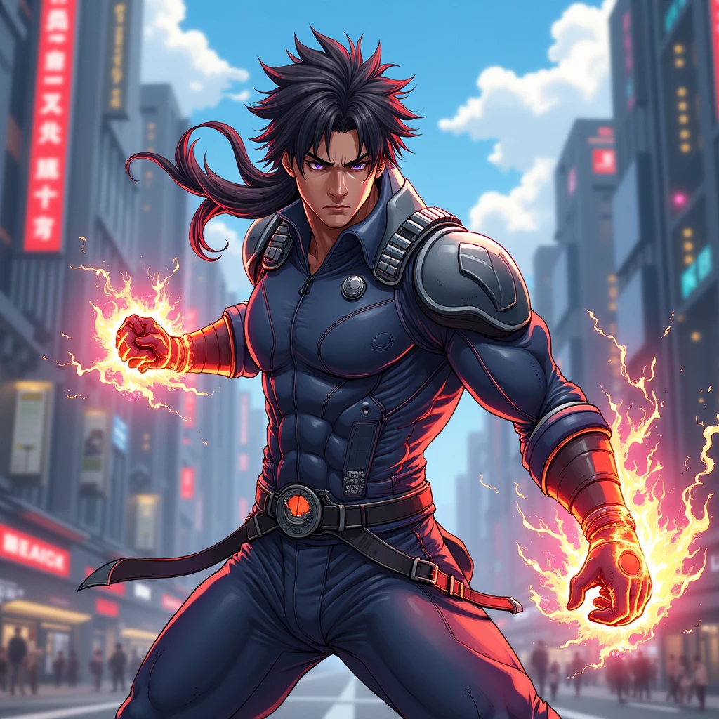 Personnage d’anime de combat hyper stylé, masculin