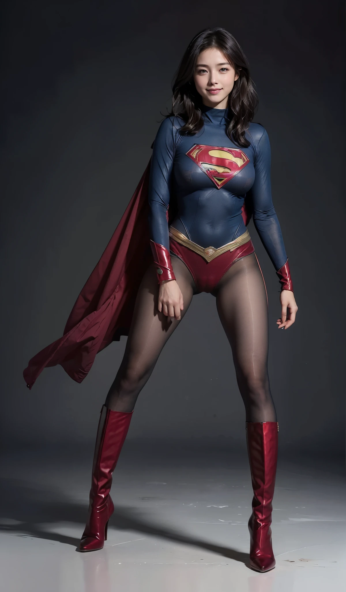 No background、(((Looking down、Looking down)))、(((Beautiful legs in black tights.)))、(((Legally express the beauty of your smile)))、((((Make the most of your original images)))、(((Supergirl Costume)))、(((Beautiful short bob hair)))、(((suffering)))、(((Please wear black tights....、Wear red boots)))、((Best image quality、8k))、((Highest quality、8k、masterpiece:1.3))、(((Preserve background )))、Sharp focus:1.2、Beautiful woman with perfect figure:1.4、Slim Abs:1.2、Wet body:1.5、Highly detailed face and skin texture、8k