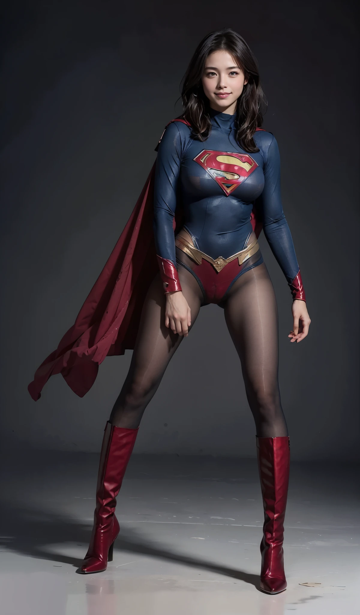 No background、(((Looking down、Looking down)))、(((Beautiful legs in black tights.)))、(((Legally express the beauty of your smile)))、((((Make the most of your original images)))、(((Supergirl Costume)))、(((Beautiful short bob hair)))、(((suffering)))、(((Please wear black tights....、Wear red boots)))、((Best image quality、8k))、((Highest quality、8k、masterpiece:1.3))、(((Preserve background )))、Sharp focus:1.2、Beautiful woman with perfect figure:1.4、Slim Abs:1.2、Wet body:1.5、Highly detailed face and skin texture、8k