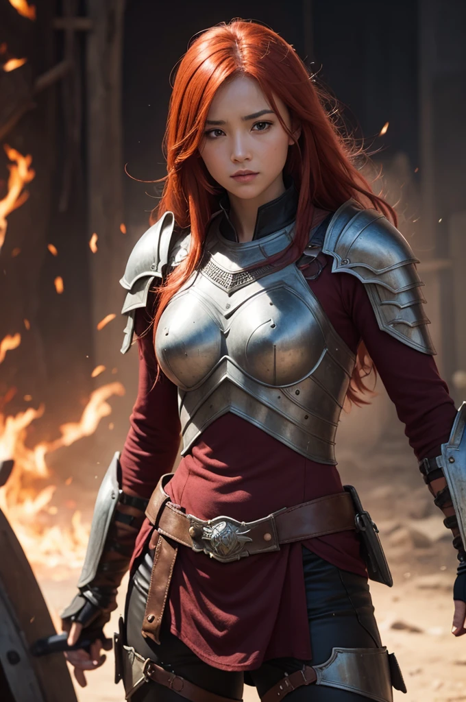 Warrior of red hair and armor