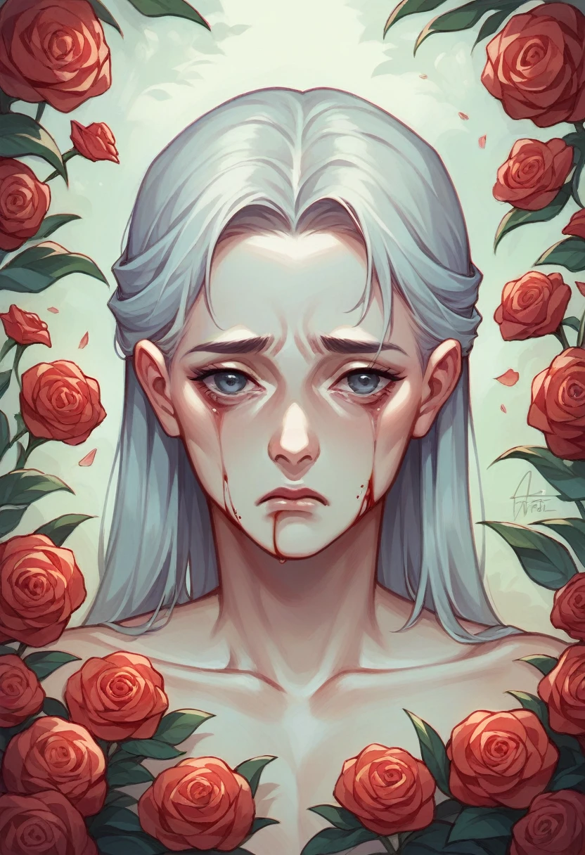 Blood flowers,aesthetic, dark, sad vibe, HD, cruel، cold