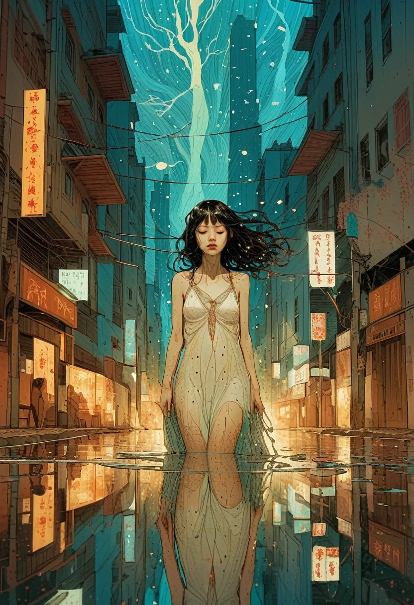 Anguish, pain, babe goddess. Dream captured in intricate fashion, nightmares, detailed fringe background, hyperdetailed; magic vision boosts, realism; incredible composition; dynamic lighting; meticulously composed, concept art, interesting, fascinating composition, masterpiece, Splash art, Speaking vanilla, digital illustration, victo ngai, carne griffiths, Reflections, cell-shaded, Volumetric lighting, beautiful texture