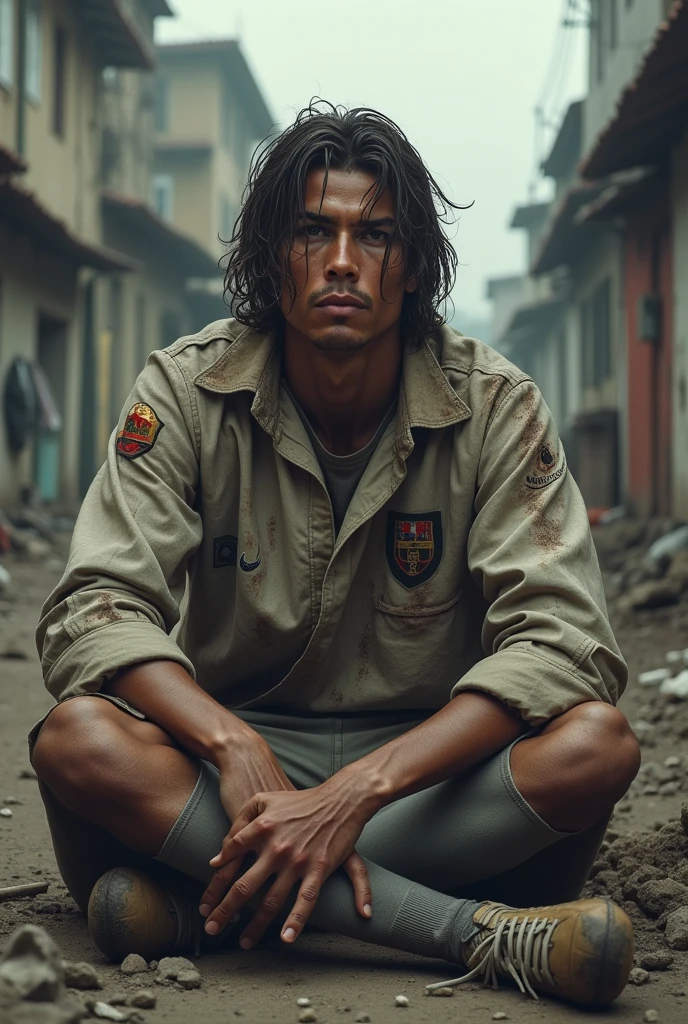  Cristiano Ronaldo picture who is homeless and with white and crying in slums