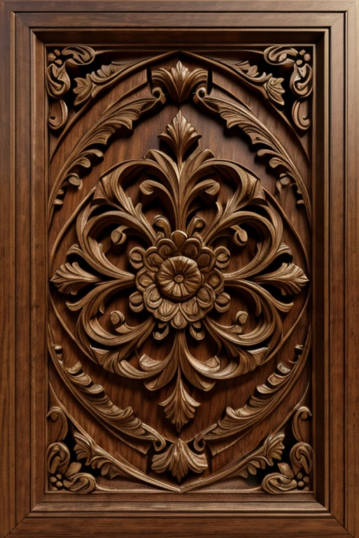 
carved ornamentals wood relief. 3d texture front viewm texture 3d render