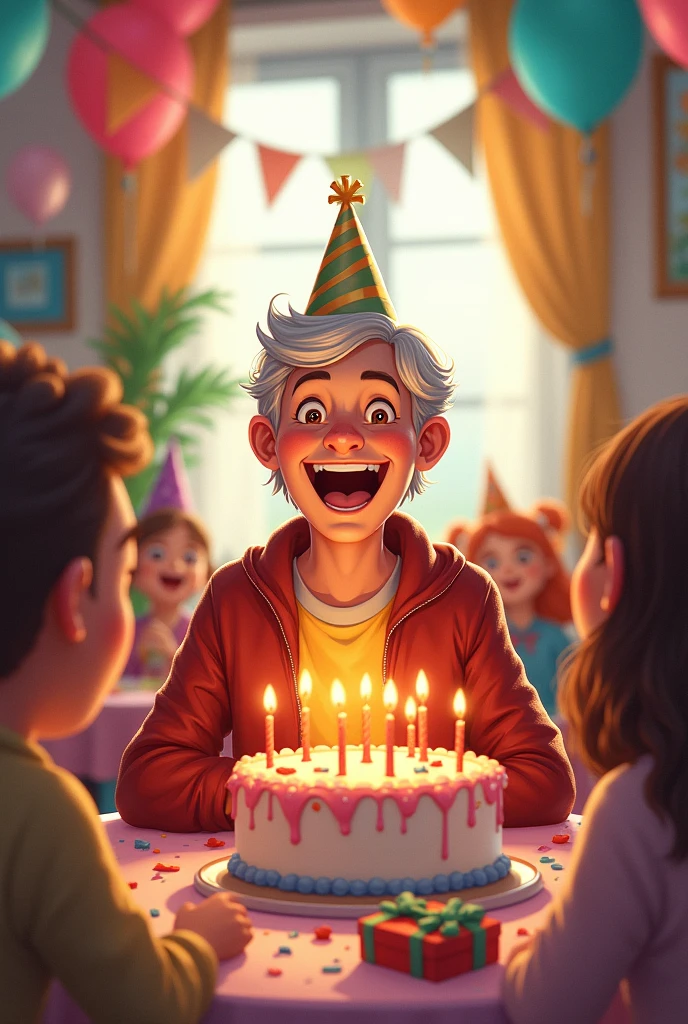 Adult celebrating a birthday 