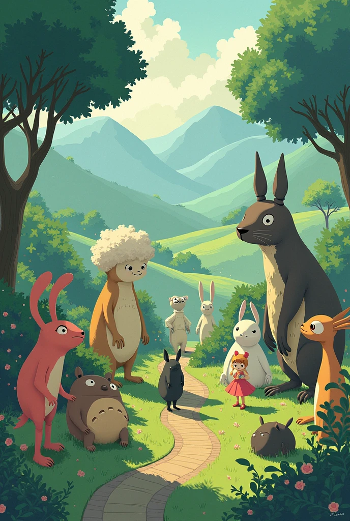 ghibli style,creatures,ten mens