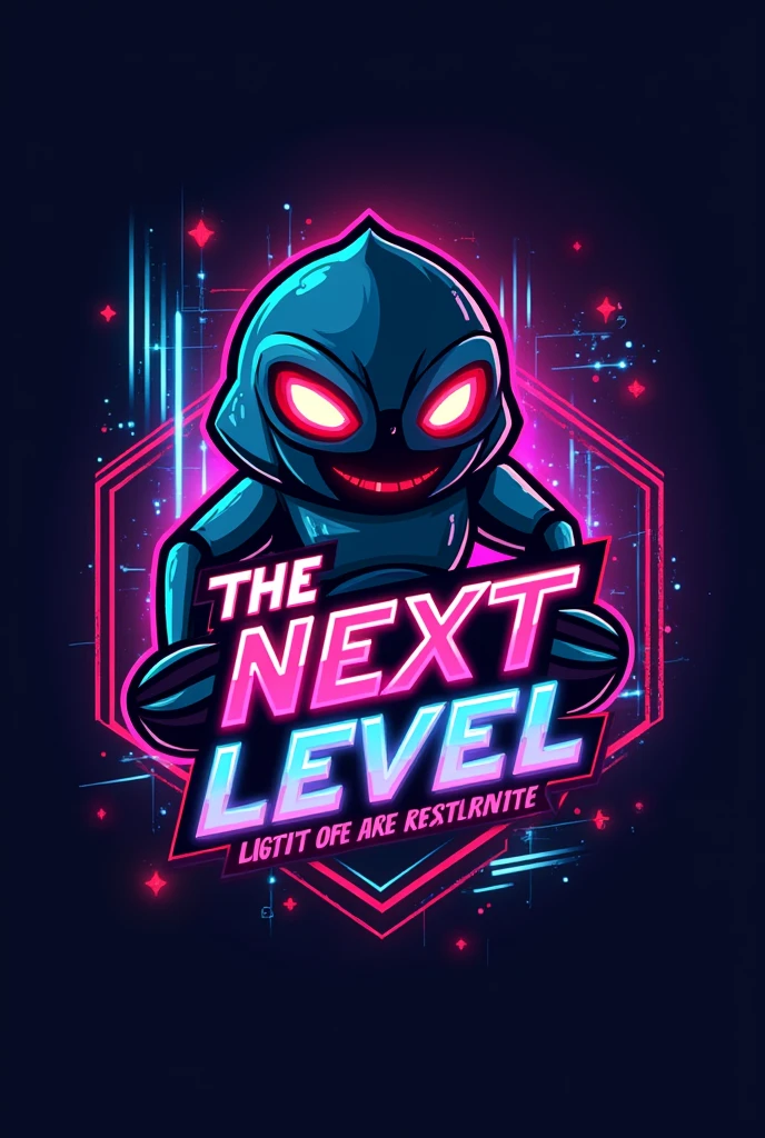 Arcade-themed video game restaurant logo where the restaurant name is The Next Level