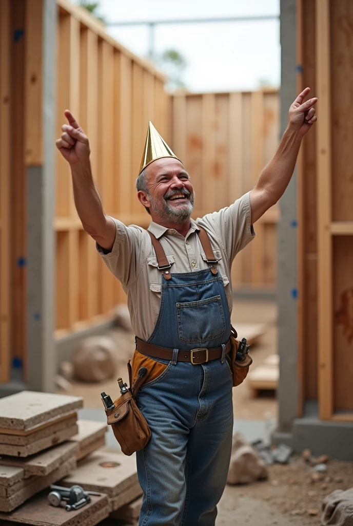 Man Celebrating Birthday Building a House