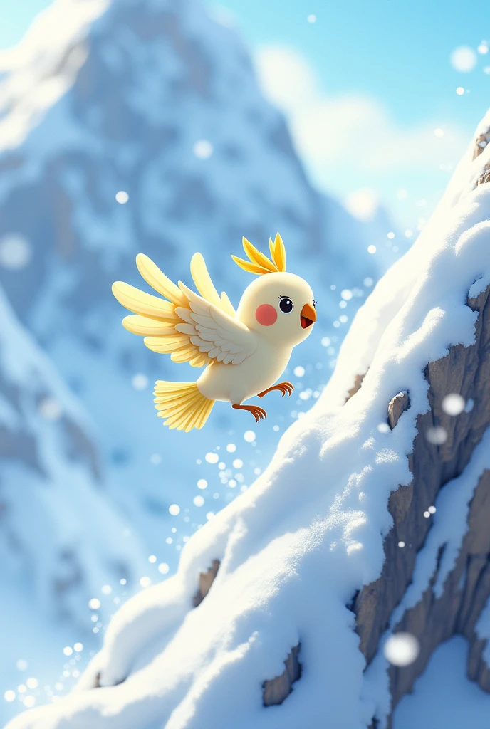 Cute cockatiel, Jumping off an avalanche