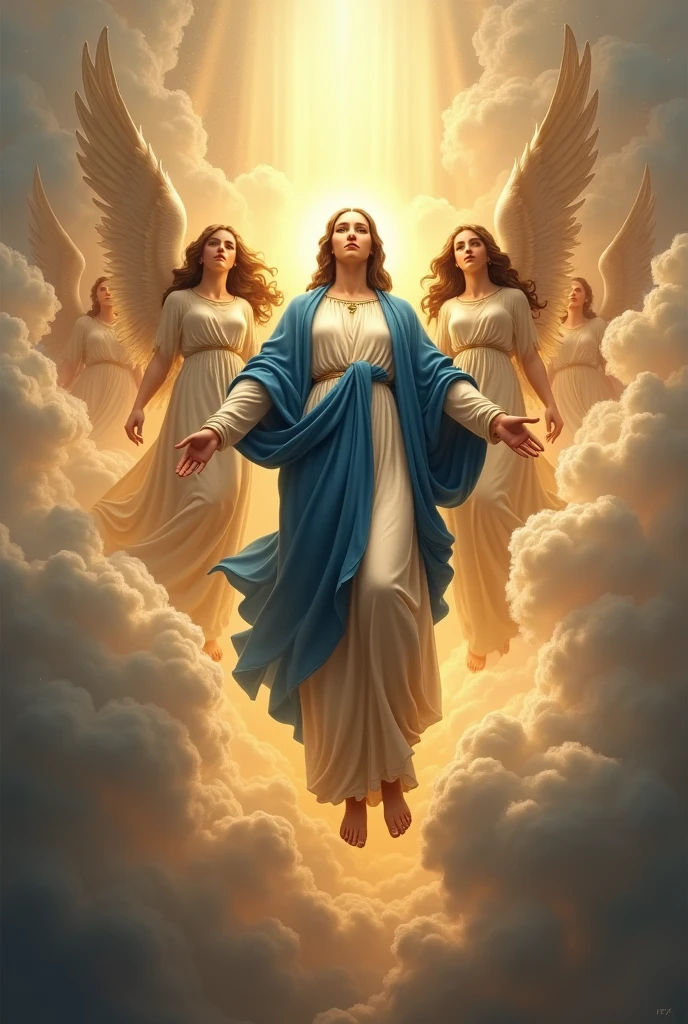 Hail marry going to heaven with angles 4k masterpiece realistic