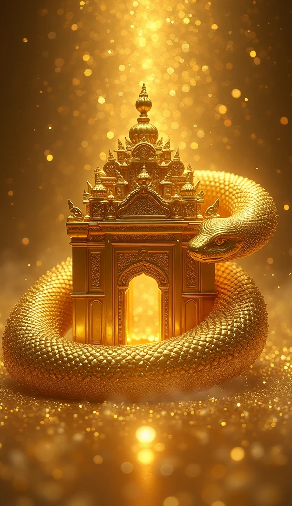 Golden Snake、Golden Temple、Background glittering、No head