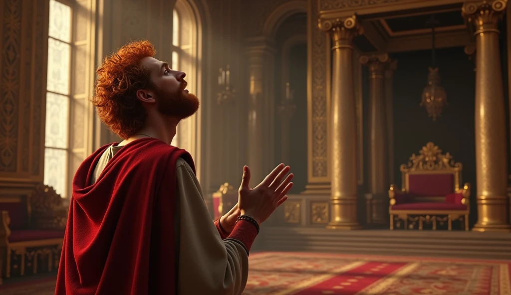 create: "NON-YOUTUBE VIDEO LAYER"
a man named king david who was red-haired, asking for forgiveness from GOD in his palace