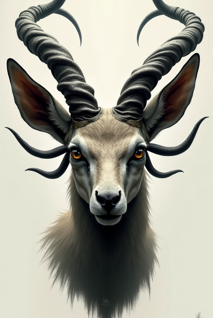Ferocious demonic gazelle the eyes of the gazelle are glaring then there are many horns just make the face do not include the body