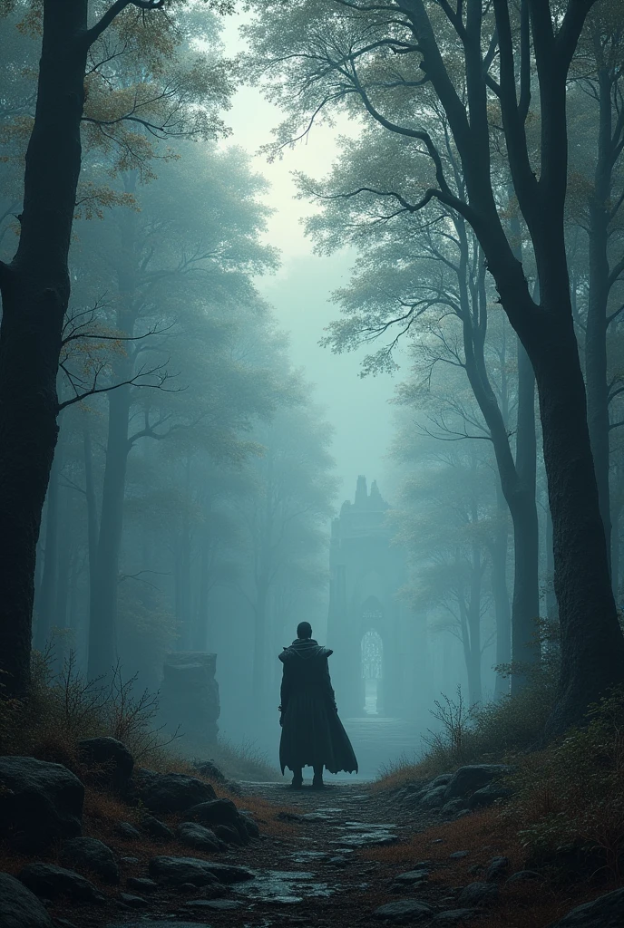 Un paysage magnifique dans une forêt inspirer du jeux dark souls