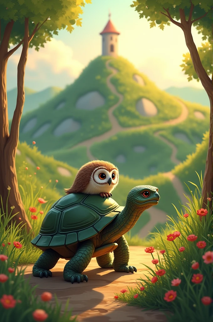 Along the way, Timmy the turtle met a wise old owl who said, ‘Courage lies in taking the first step.’ Finally, Timmy reached the hilltop