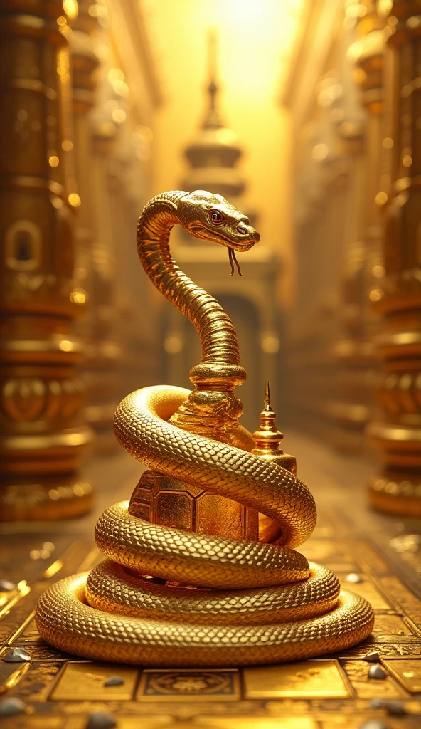 Golden Snake、The Golden Temple、Background glittering、No head、Snake middle