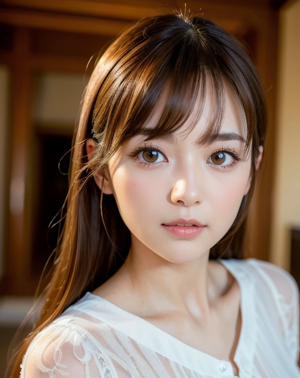 Highest quality, Face Focus, Soft Light, Ultra-high resolution, (Realistic:1.4), RAW Photos,
1 Japan, alone, cute, (pupil, Light in your eyes), Beautiful face in every detail, (Small box),(High resolution detail of human skin texture),
(Long Hair),
indoor,
Damask Shirt Dress,
(Portraiture)