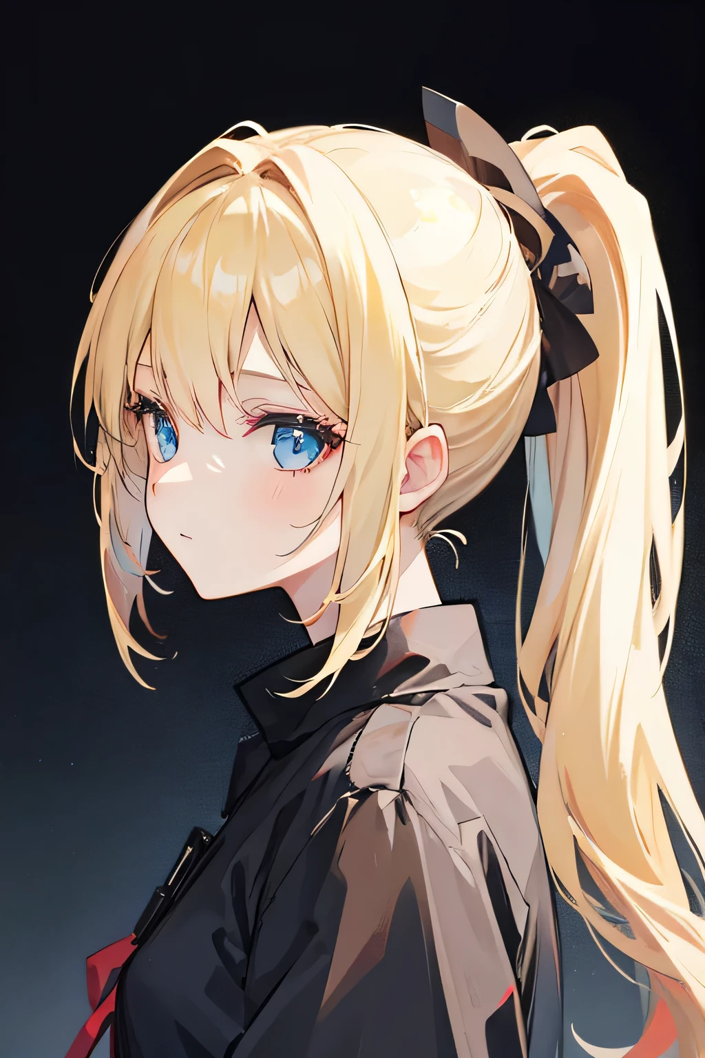 Girl，Blonde，ponytail，Black