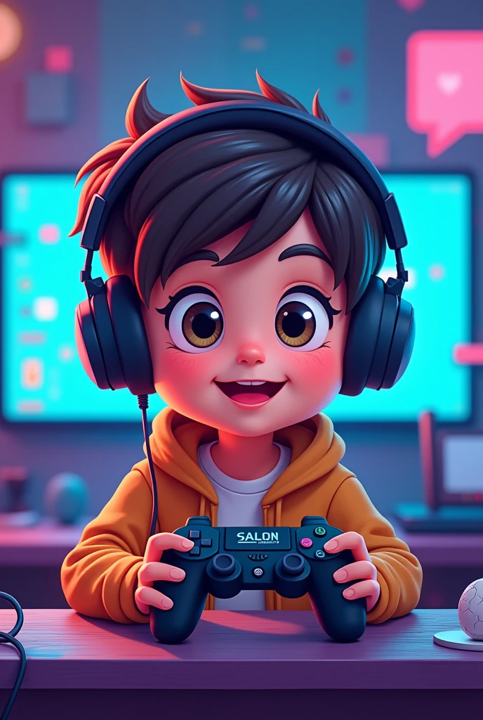 YouTube profile pic of. Cartoon Boy playing Game
.With name SALUN GAMER under picture