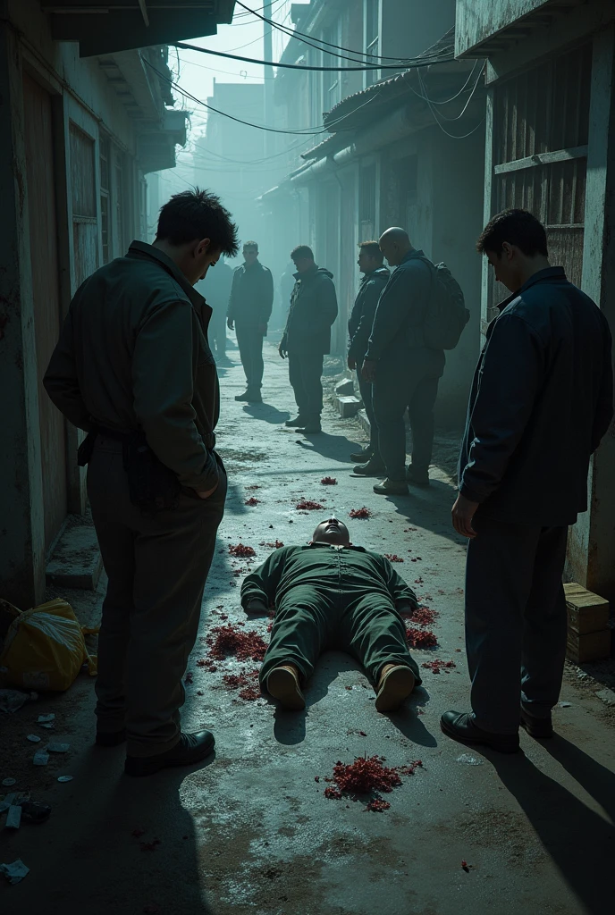 a realistic crime scene, the subject of murder that has any physical evidence together with the invetigators and victim