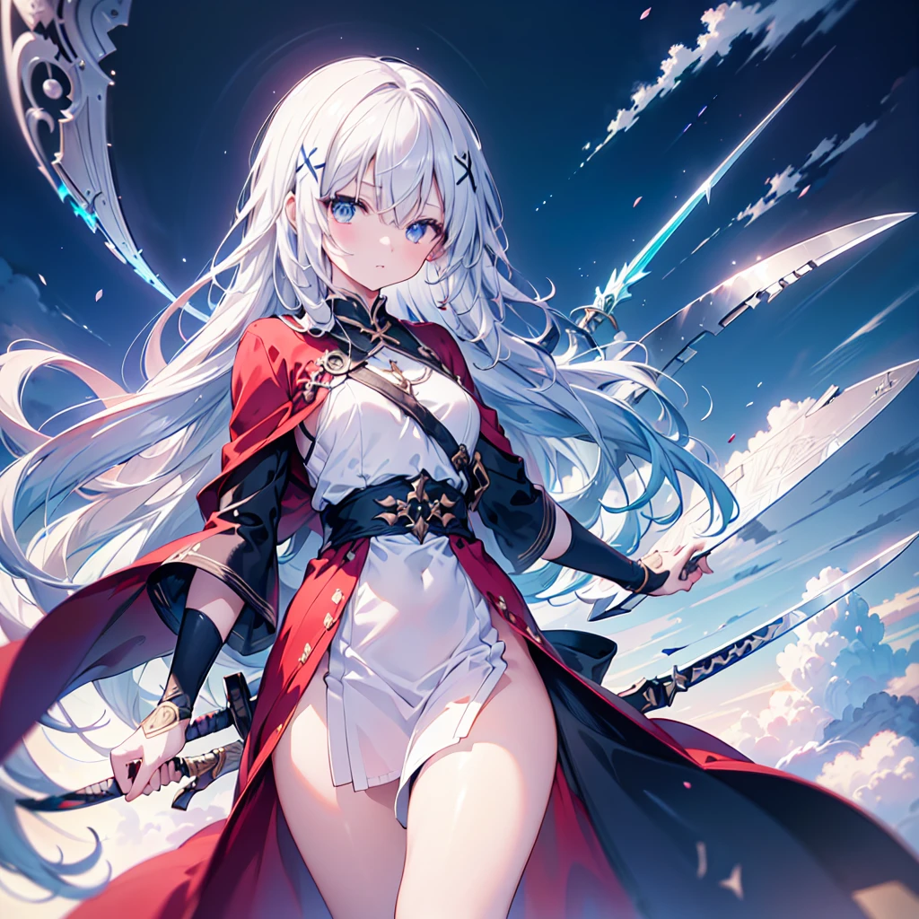 1girl,Super detailedな顔、Delicate hair、Masterpieces of art、(((Perfect Anatomy、Highest quality、Masterpiece、Official Art、Super detailed、Delicate lines、Dynamic composition、X Composition、S composition、Triangular composition、Square Composition)))、Dark fantasy heroine、Fantasy、Anime Style、Original hairstyle、Original clothing、Neon Color Palette、Absurd、Holding a giant sword with both hands、