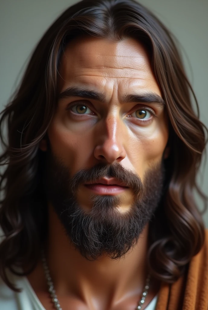 Jesus looking at the camera, detailed face photograph 8k