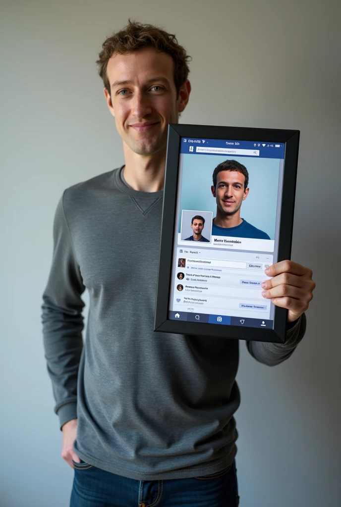 Mark Zuckerberg is standing with a photo of a Facebook ID named Mohammad Naimuddin.Mark Zuckerberg is standing with a photo of a Facebook ID named Mohammad Naim uddin.