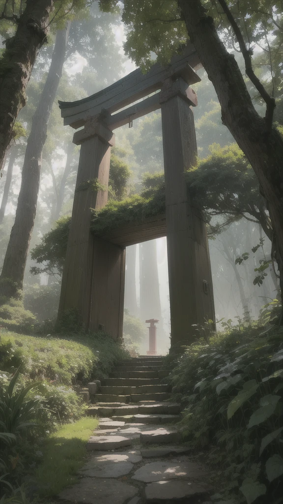 Imagine a mystical, secluded shrine hidden deep within an ancient forest, only accessible to those who are truly 'called' by fate. The path leading to the shrine is shrouded in thick mist, with towering trees whose leaves whisper secrets as you pass. The air is filled with the scent of moss and old wood, and faint, distant chimes can be heard, guiding the chosen ones.

As you approach the shrine, the mist begins to part, revealing a small, ancient torii gate covered in creeping vines. Beyond it, a cobblestone pathway, slightly overgrown, leads to the main shrine, which is adorned with faded yet intricate carvings. The shrine itself is nestled within a natural clearing, bathed in a gentle, ethereal light that filters through the canopy above.

The atmosphere is both serene and awe-inspiring, with the soft rustle of leaves and distant birdsong creating a sense of otherworldly tranquility. The shrine's sacred aura is palpable, as if the very air is charged with an ancient, benevolent energy. It's a place where time seems to stand still, a hidden sanctuary for those destined to find it, promising fortune to the worthy."