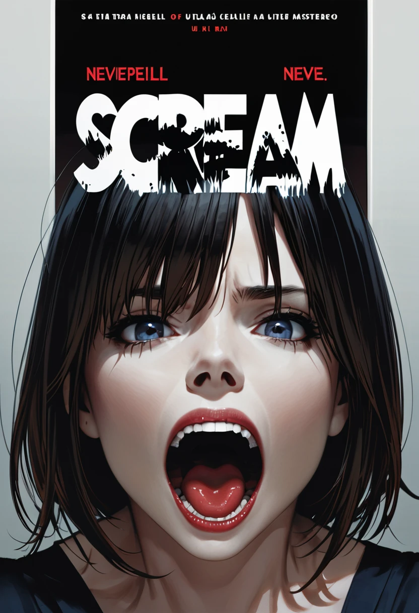 (best quality, masterpiece, ultra highres, ultra-detailed),movie cover art of "scream",Starring Neve Campbell,