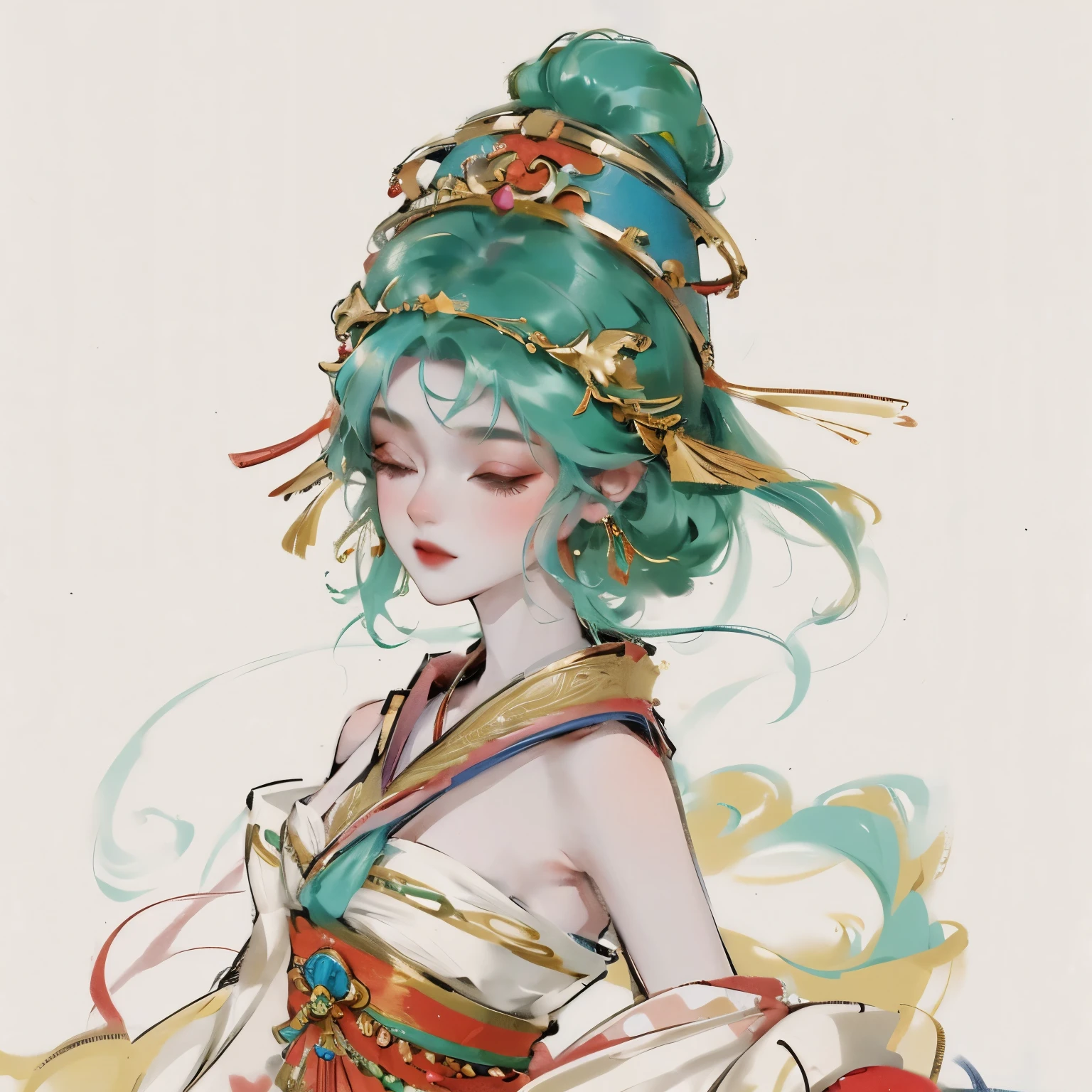 Exotic dancers，Dunhuang，ribbon，Jewelry，Dance，Dynamic，whole body，warm，Gorgeous headdress