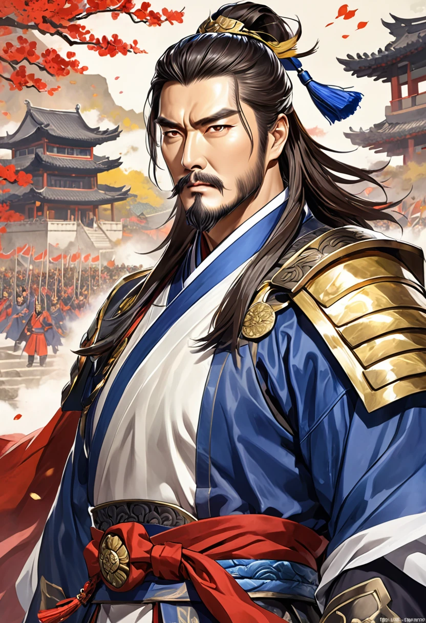Three Kingdoms Cao Cao, middle aged man, charisma, leader, handsome, 중국의상