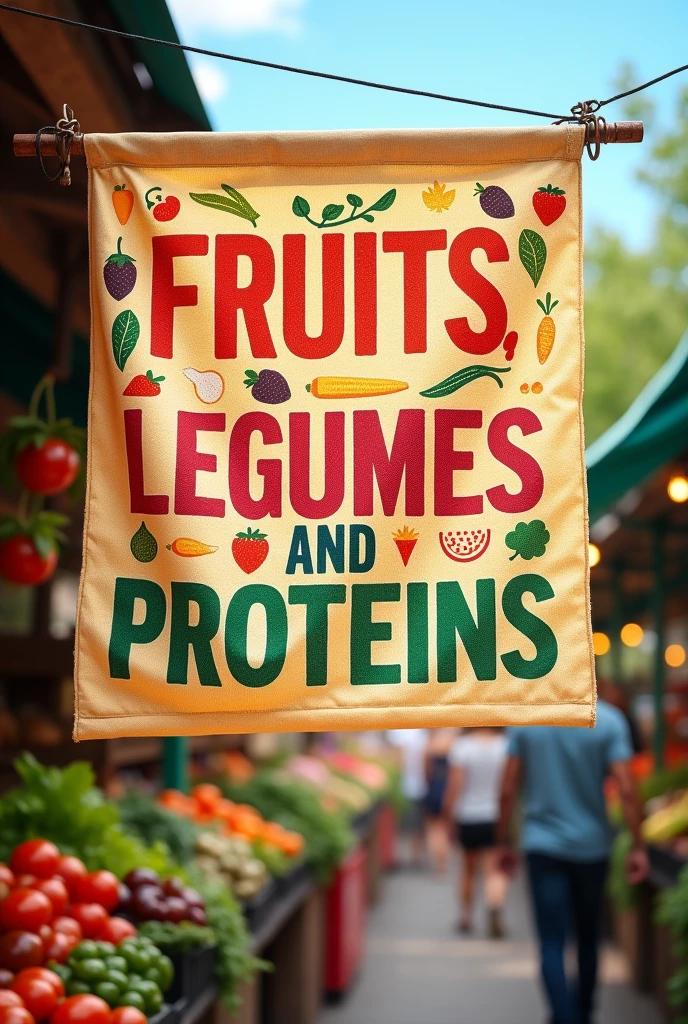 Make some flags that hang that say FRUITS, LEGUMES AND PROTEINS