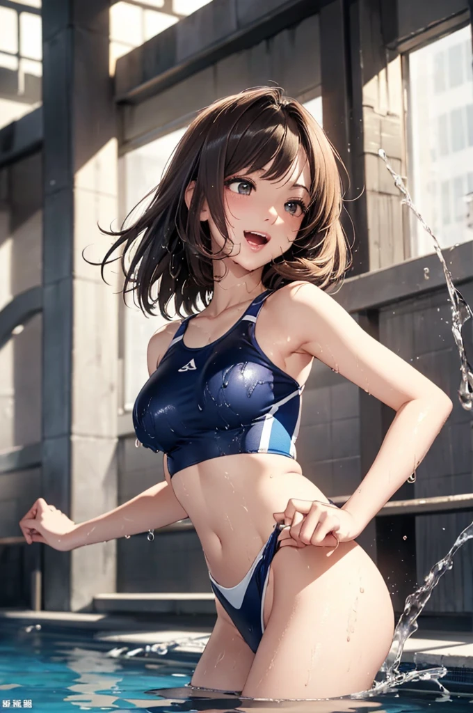 超リアルなSuper detailedなセクシーなナタリー レビンの詳細, Sexy look, Captivating facial details: 1.4): 0.4], 16K resolution, 4K resolution, (perfect flat stomach), (Color images), Blunt Bangs, Arms crossed, Mastepiece, Best Quality, Extremely detailed BREAKは, Looking at the Viewer, Mastepiece, Best Quality, Extremely detailed, Lust, blush, (Beautiful and detailed eye description), (Beautifully detailed face), Perfect female body, (Best Quality), (Super detailed), (Masterpiece), (High resolution), (original), (Highly Detailed CG Unity 8k Wallpaper)、(Mastepiece, Best Quality), 1 Girl, Blonde,Half Body, (Amazing laughter:1.1), (Open your mouth:1.1), (Wide open eyes:1.2), Bokeh, Depth of written boundary, Blurred Background, Particles of light, Strong winds, (heart particles:1.1)、Dirty toiletの中,Dirty toilet、big boobs、Big Breasts、Boobs fully exposed、naked、naked、全naked、No clothes、naked、(16K、Highest quality、masterpiece), （Ultra-fine), (Detailed depiction), ((perfect depiction of the body)), ((perfect depiction of arms and legs)),(((one arm and leg on each side))), ((beautiful face depicted in detail and perfectly)), ((Navy blue competitive swimwear)), ((Moderate:1.5), (Shiny flaxen semi-short:0.9), Indoor Poolside, Perfect lighting, ((Wet body:1.2)), (((perfect gravure pose))), ((Embarrassed look))