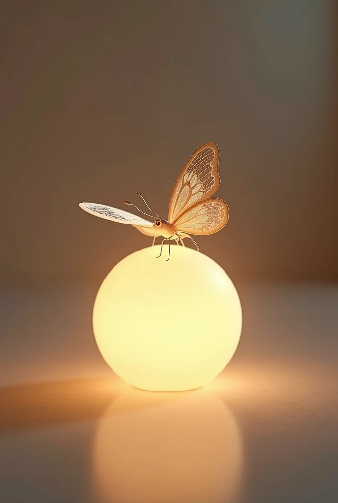 A butterfly on a lamp 
