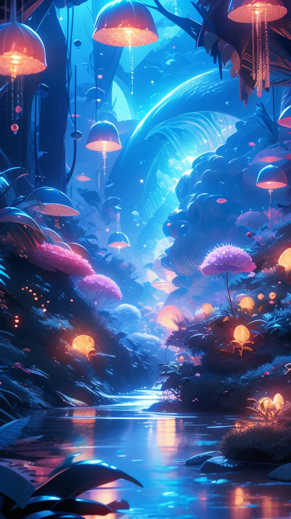 Surrealism,detailed water and fish,
hollow kiwi shape,with wonderland and mysterious sky in the background.
8k texture,reflective light,
