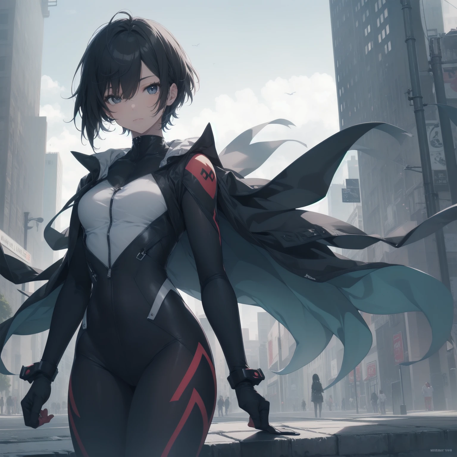 Mecha Two-dimensional girl red and black color scheme Tight