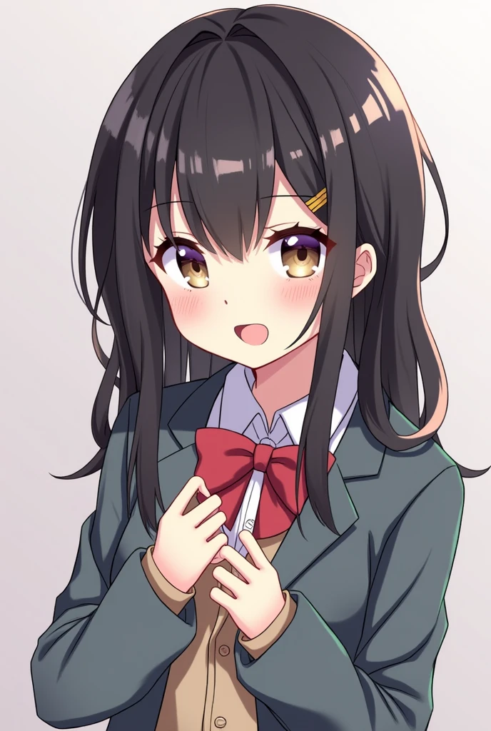 <lora:hachikuji-v3-pruned:0.6>,(mayoi_hachikuji, hachikuji mayoi, twintails, red eyes, ribbon, black hair, green bow, long hair, hairband, suspender skirt, school uniform, shirt, short sleeves),
paw, happy, indoors, squatting,
<lora:Saya-fox shadow puppet:1>, fox shadow puppet, double fox shadow puppet,