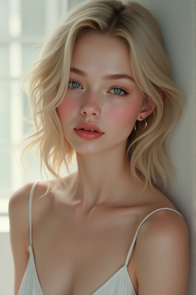 A realistic skinny blonde woman