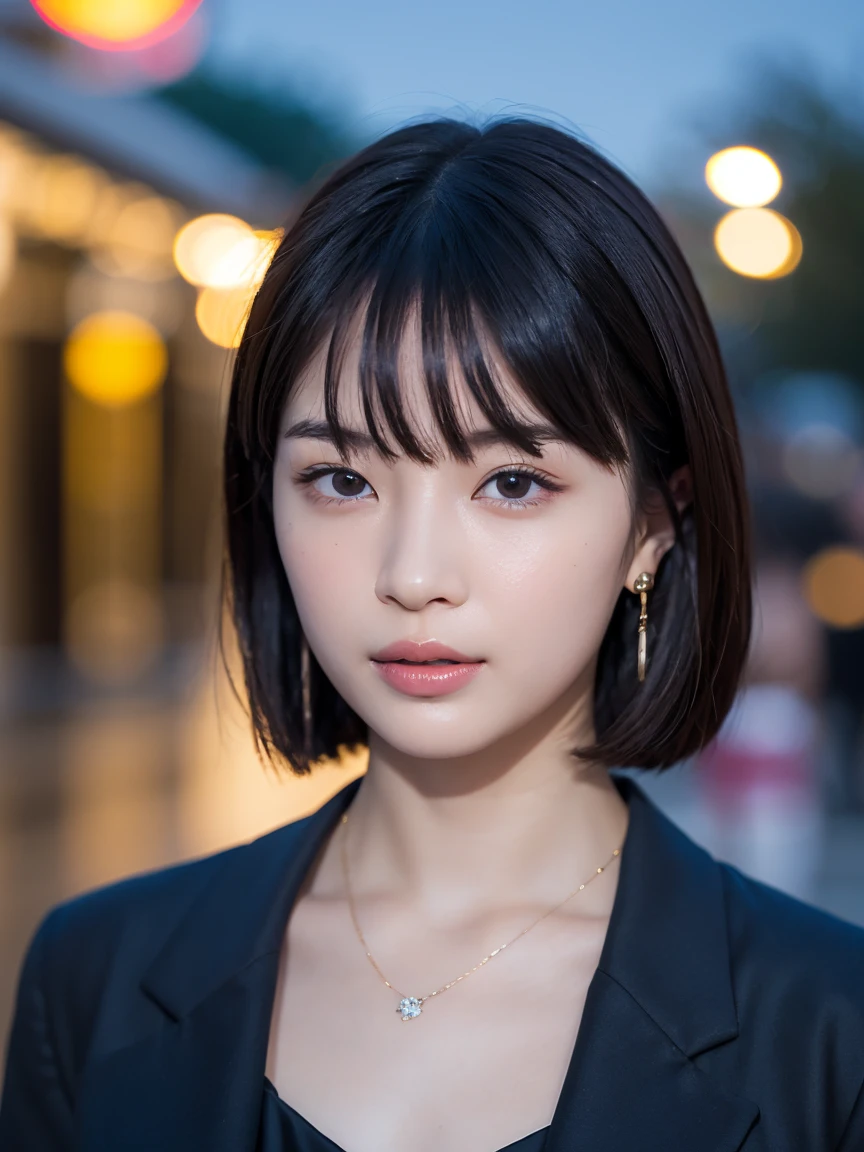 masterpiece:1.2, Very detailed, Ultra-high resolution, Realistic, photo Realistic:1.6, High-resolution RAW color photos, Professional photos, Sharp focus:1.2, Very detailed顔と肌の質感, Very beautiful eyes, Glossのある肌, Glowing Skin, Glowing Skin, Shining Face, Gloss, Oily skin, greasy face, Oily skin, greasy face,, real Glossのある肌 texture, Perfect Anatomy, Very detailed背景,(Private beach at night),1 female,25-year-old woman, Japanese women,height: 168cm,short hair, Straight hair, bangs, Brown Hair,Flat Chest:1.6,Slender legs, ,Luxury earrings、Super high-end necklace
