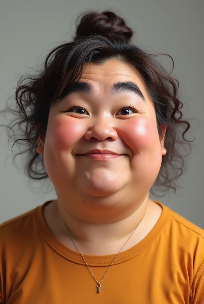 Chubby woman with big eyebrows
